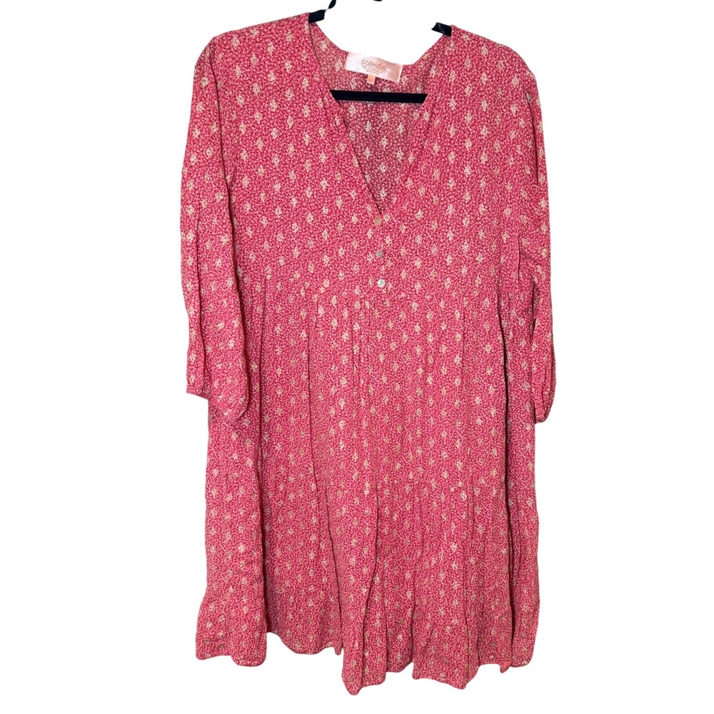Scandal Italy Ordell Boho Tiered Dress Boho Pink Gold Size Large